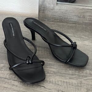 French Connection Black Knotted Strap Heels Size 8